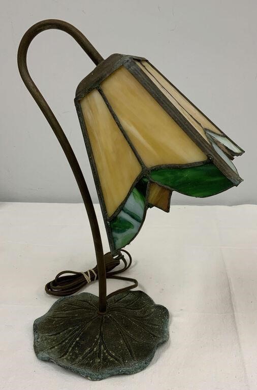 Table Lamp with Leaded Glass Shade