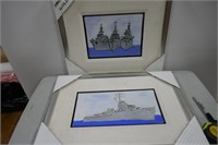 Unsigned  Naval Ships On Canvas