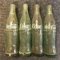 Lot of 4 Coke Coca-Cola Glass Soda Bottles