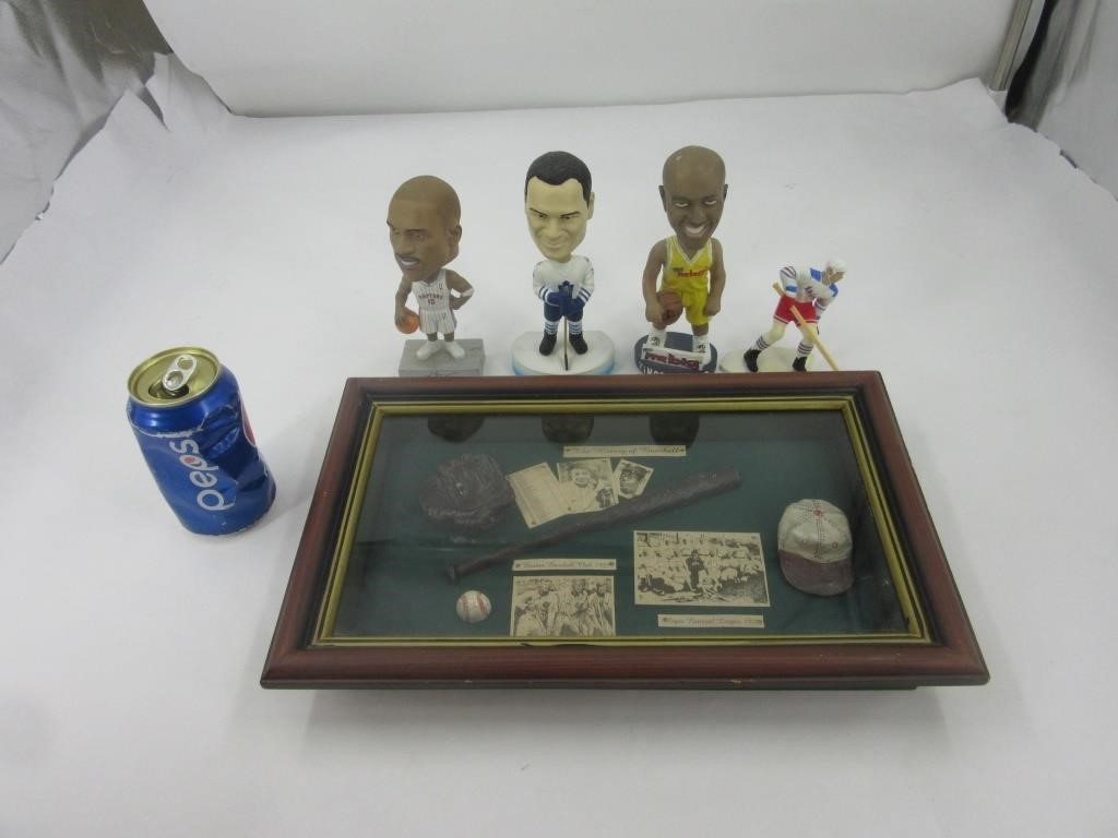 Cadre commémoratif Baseball + 4 figurines sport