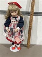 PARADISE GALLERIES DOLL ON STAND 24" TALL