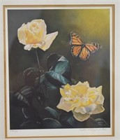 Roses and Monarch Butterfly Print