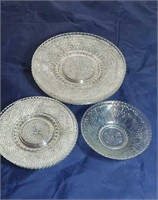 Sandwich glass plates, saucer and bowl