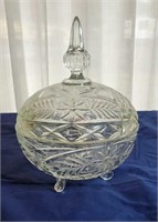 Gorgeous colorless glass candy dish approx 7