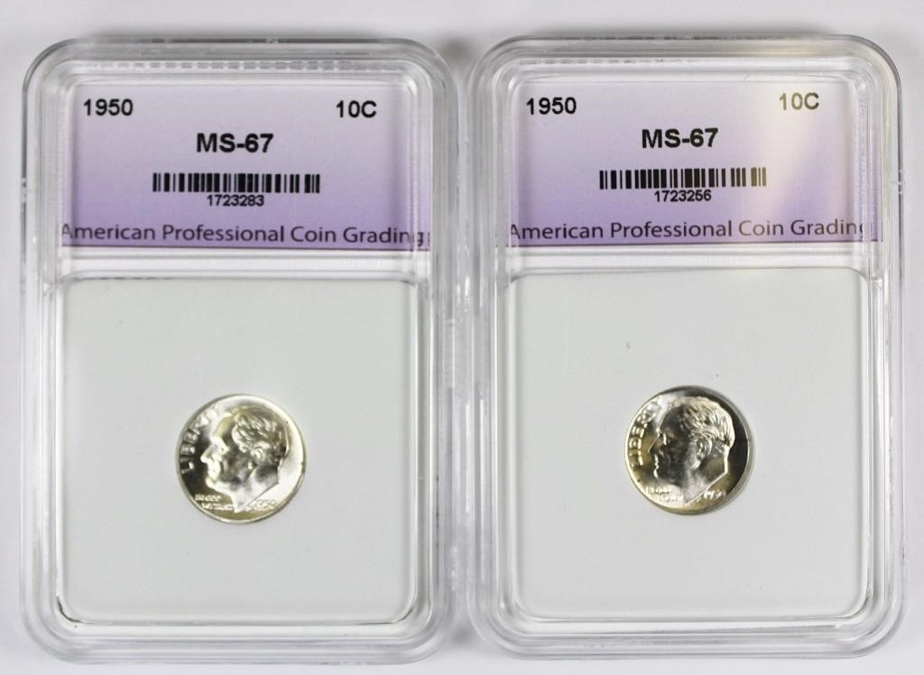 (2) 1950 ROOSEVELT SILVER DIMES