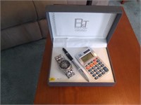 Brook & Taylor watch, pen calculator gift set
