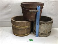 Vintage Banded Wood Buckets