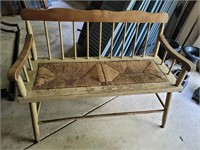 Wicker seat settee bench