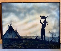 Signed Native American Scene Art