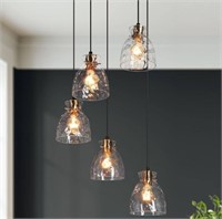5-Light Transitional Black and Brass Cluster