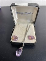 Purple jewelry set with case