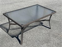 Patio Coffee Table w/Metal Frame & Glass Top