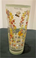 Hand painted crystal vase depicting cottage garden