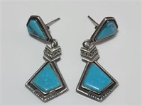 NA Sterling Silver Diamond Shaped Turquoise Post B