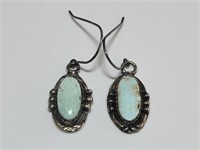 NA Sterling Silver Oval Dry Creek Turquoise Dangle