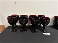 Lot Of 8 Ruby Red Cape Cod Goblets