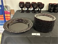 Lot Of Ruby Red Cape Cod Plates And Platter