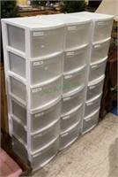 Lot of six, three drawer stackable storage