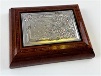 9" Castellani Sterling Silver & Wood Jewelry Box