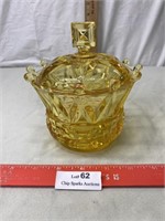 Yellow Gold Candy Dish w Lid