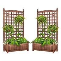 New VIVOHOME Pack of 2 Wood Planter Raised Beds wi