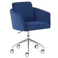 New Rivet Velvet Swivel Office Chair, Sapphire Blu