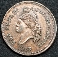 1863 Civil War Token: Capped Liberty/Copper Eagle