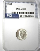 1943 Dime PCI MS66