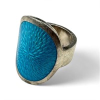 Sterling & Blue Enamel Ring by Pekka Piekainen