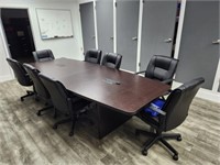 CONFERENCE TABLE, 10'X4', W/ 8 CHAIRS