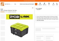 B5653  RYOBI LINK 2-Drawer Modular Tool Box