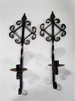 Wall hanging wrought iron candle sconces
