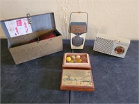 Reflector pack, transistor radios, marbles