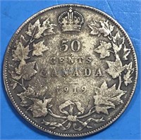 1919 50 Cents Silver Canada