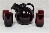 Anchor Hocking Royal Ruby 5pc Juice Set