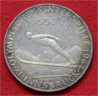 1964 Austria Silver 50 Shilling Olympic Commem