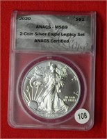 2020 American Eagle ANACS MS69 1 Ounce Silver