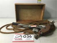 Rope Come A Long & Wooden Box