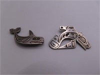 (2) Sterling SIlver AZTEC 2"ish Pendant/Pins 26g