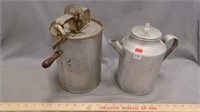 Vintage Metal Milk Can & 3qt Butter Churn