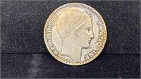 1933 Silver 20 Francs from France