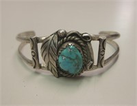 Vtg Navajo Sterling Silver Turquoise Bracelet