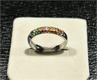 Rainbow .925 Sterling Silver Zircon Ring