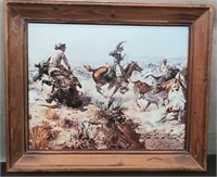 Framed Print on Board 24" x 20"-Steer Rustling