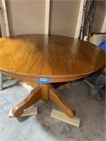 Oak round pedestal table NO chairs top is not