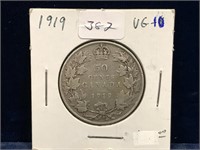 1919 Can Silver 50 Cent Piece  VG10