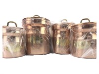 4pc Copper & Brass Tone Container Set