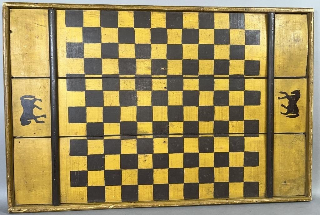 Brown & yellow painted country store checkerboard