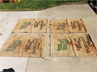 (4) Burlap Coffee Bags - 26" x 36"