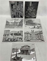 Seven Unique Rome Postcards Set